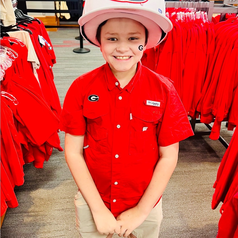 Columbia PFG Red Georgia Bulldogs Fishing Shirt Size Large